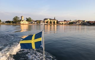 Swedish flag and harbor